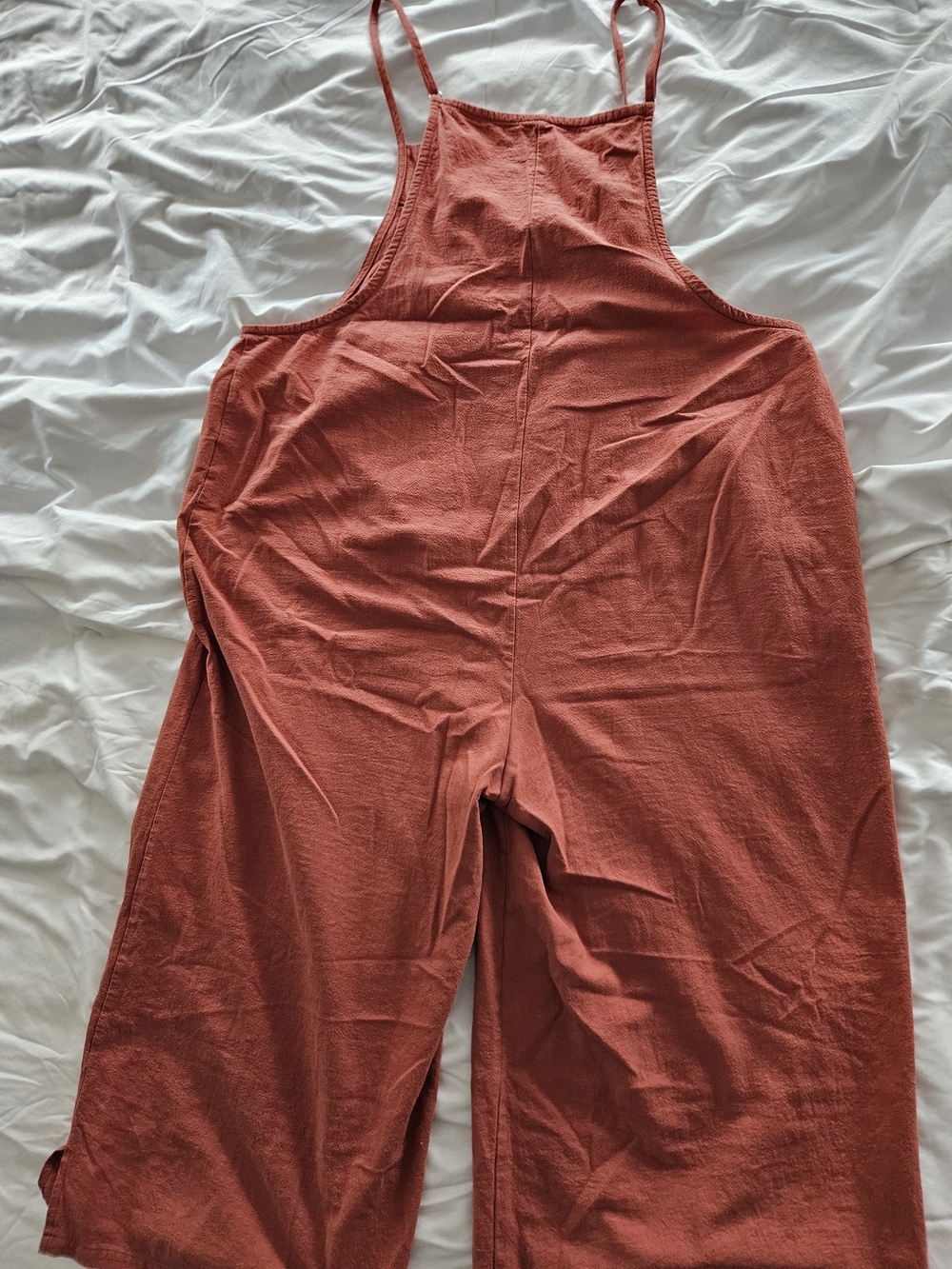 Women's Soft Rust Red Linen-Blend Wide Leg Jumpsuit